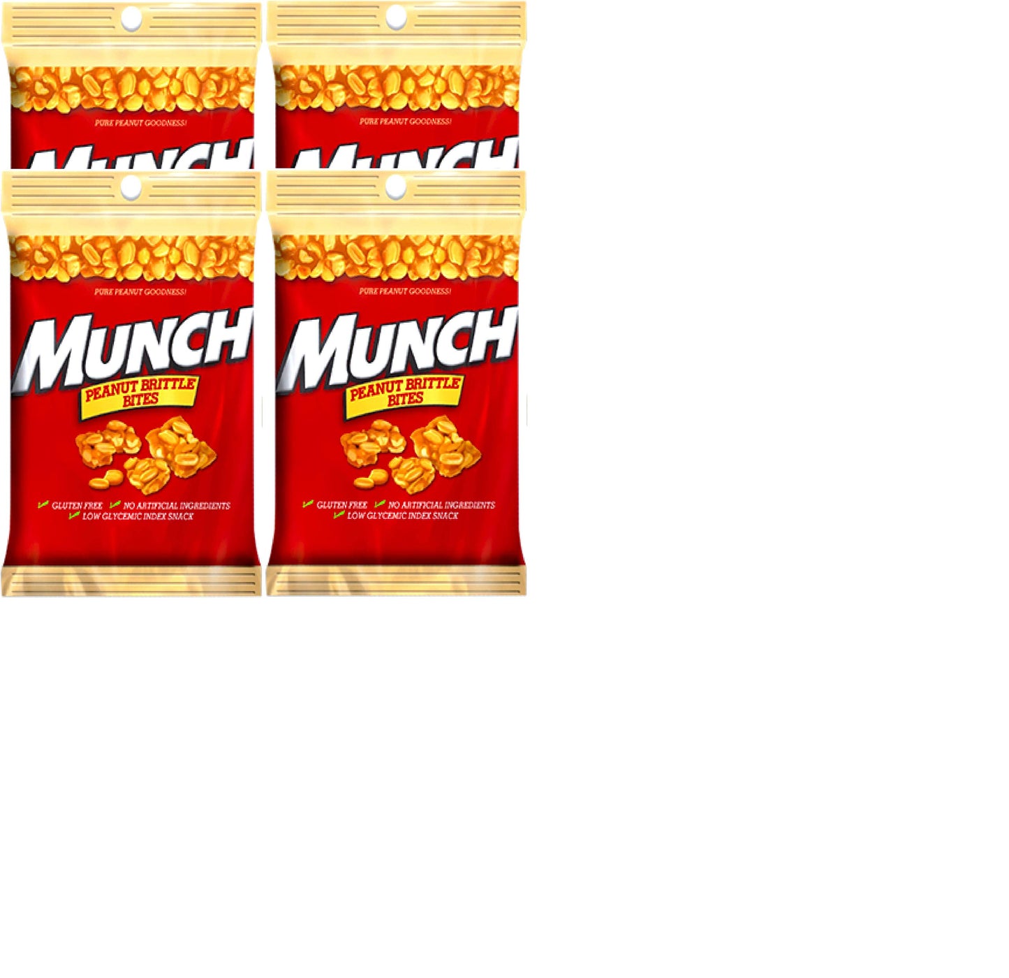 New Munch Pure Peanut Goodness Brittle Bites- 4.0 Oz. On The Go Bag (4)