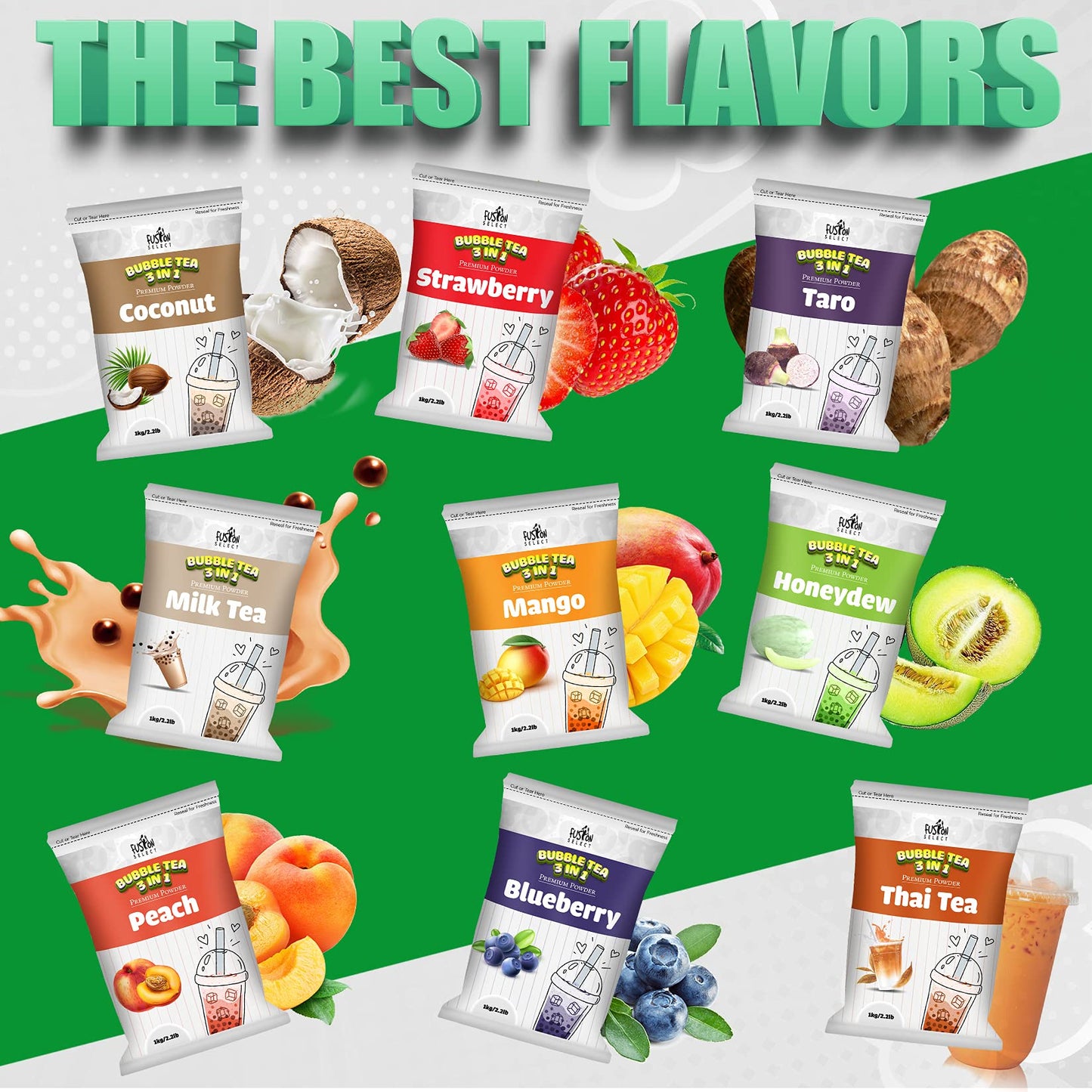 Fusion Select 2.2lb Tea Powder Strawberry Flavored-3-in-1 Drink Powder with Cream & Sugar - Instant Pre-Mixed Beverage for Hot o