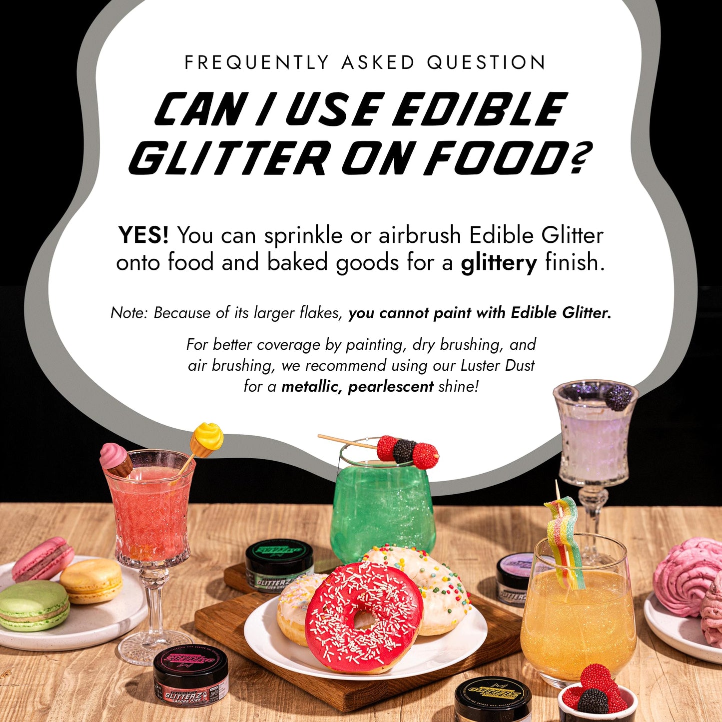 MONÉGASQUE Silver Edible Glitter for Drinks & Cakes, 10g, Sparkle Finish