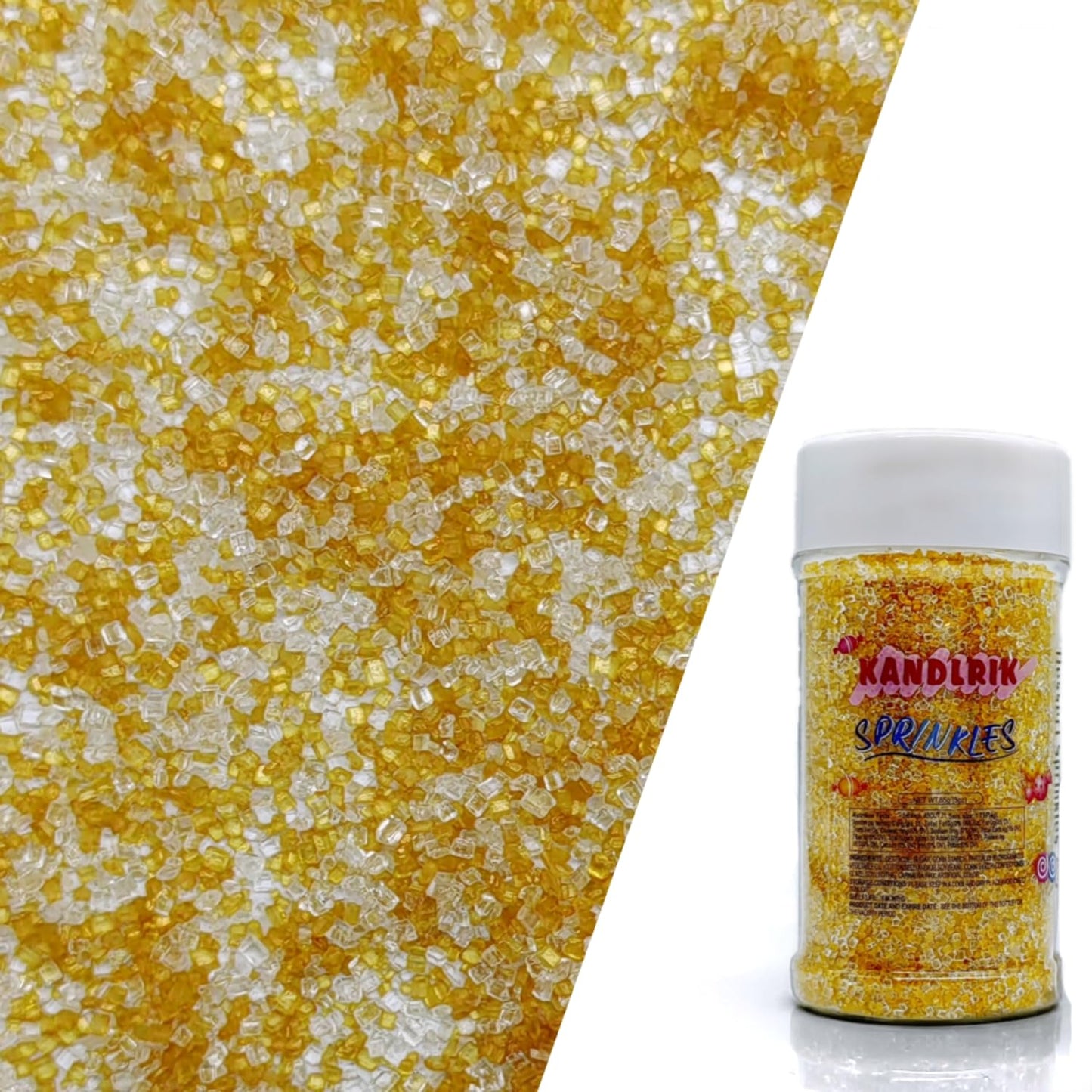 Edible Sanding Sugar Sprinkles for Cookie Decorating, Sugar Sprinkle Mix For Celebration Cakes, Cupcakes, Cookies, 3OZ (Gold&Whi