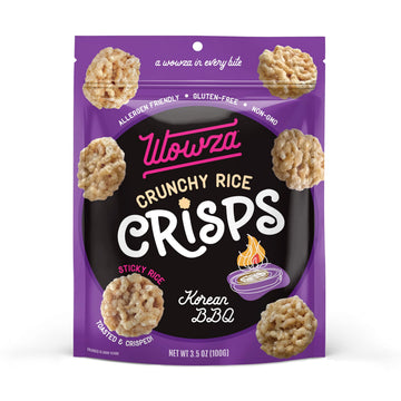 Wowza Korean BBQ Rice Crisps, Healthy Sticky Rice Crunchy Rice Crisps, 3.5 oz bag (8 pack)