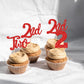 ZHUOWEISM 24 PCS Cupcake Toppers, Glitter Number 2, Red Paper Decorations for 2nd Birthday, Baby Shower, Anniversary Party Supplies