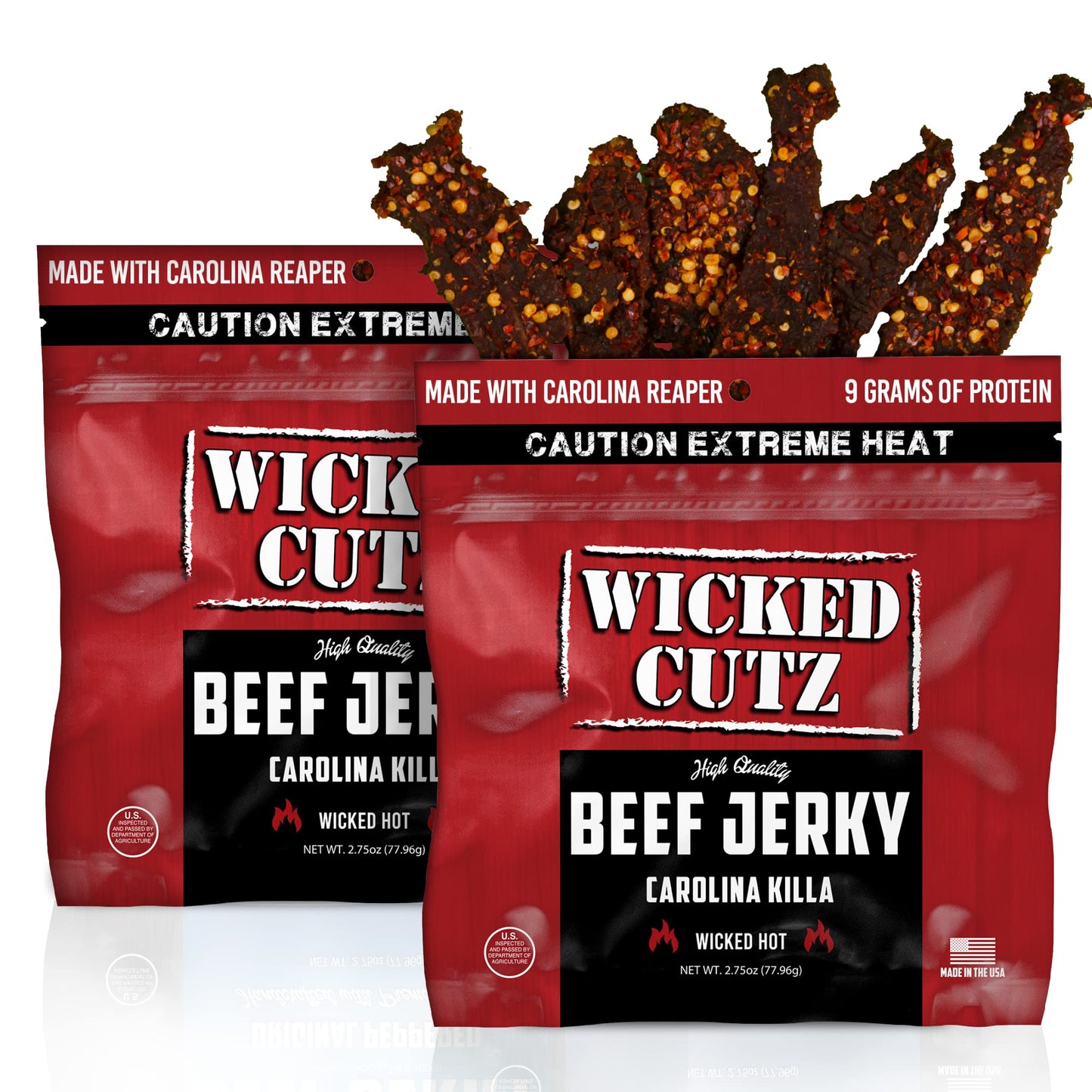 Carolina Killa Super Spicy Beef Jerky | Tender, Flavorful, Easy To Chew Premium Jerky With 27G Protein Per Bag, Spicy Snacks, Ho