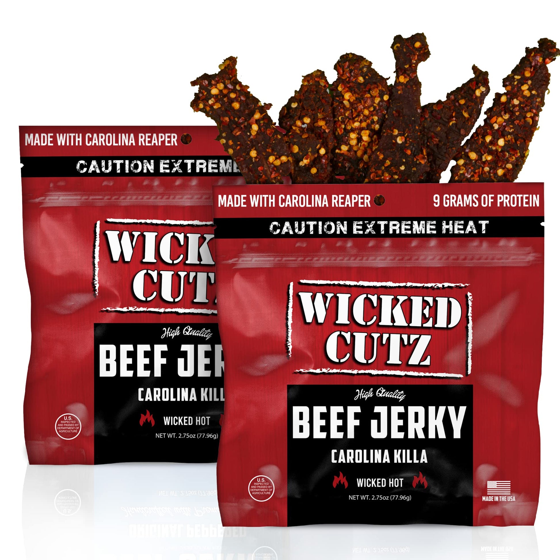 Carolina Killa Super Spicy Beef Jerky | Tender, Flavorful, Easy To Chew Premium Jerky With 27G Protein Per Bag, Spicy Snacks, Ho