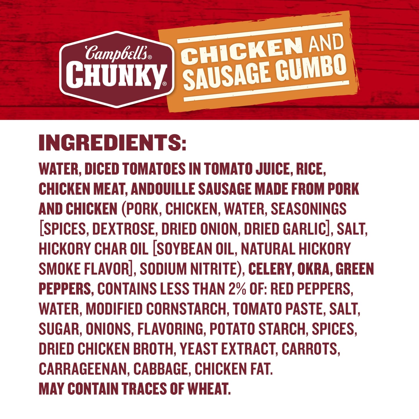 Campbell'S Chunky Soup, Chicken And Sausage Gumbo, 18.8 Oz Can