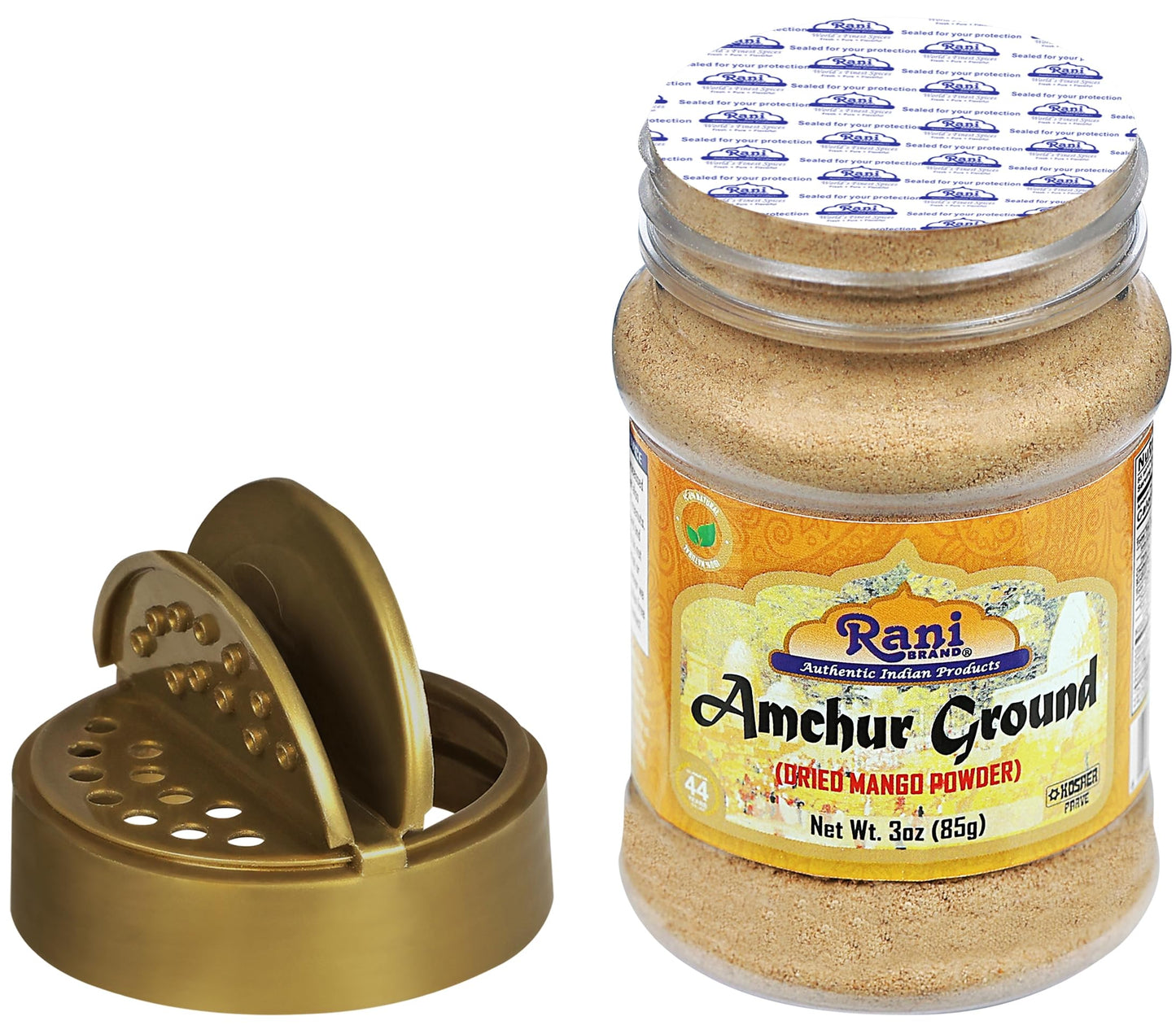 Rani Amchur (Mango) Ground Powder Spice 3oz (85g) PET Jar ~ All Natural, Indian Origin | No Color | Gluten Friendly | Vegan | NO
