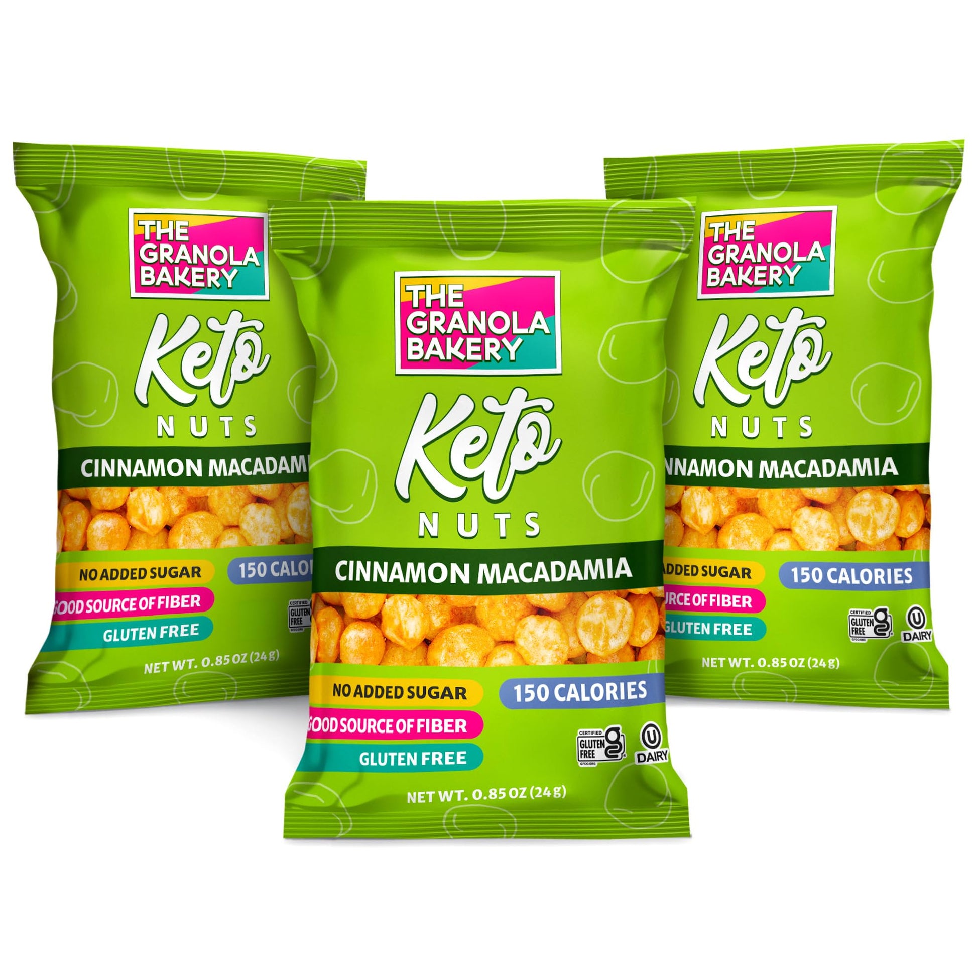 Tgb Cinnamon Macadamia Nut Bites, Keto Snacks, No Added Sugar, Gluten Free, Healthy Low Carb To Go, 0.85Oz Bag (Pack Of 6)