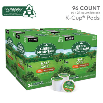 Green Mountain Coffee Roasters Half Caff Medium Roast K-Cup Pods, 96 Count (4 Packs of 24)