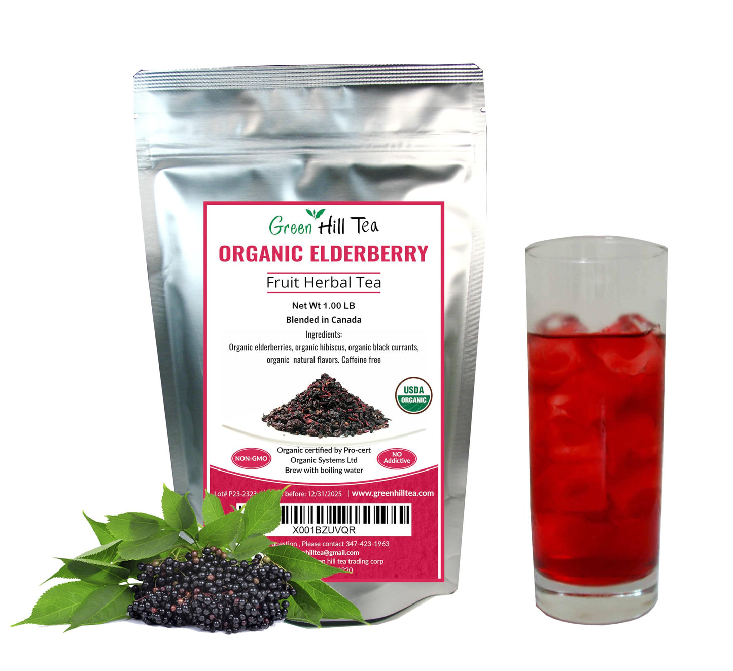 Elderberry Fruit Herbal Tea, A Natural Tea Known For Its Health Properties (Elderberry Fruit Herbal Tea 1 Lb)