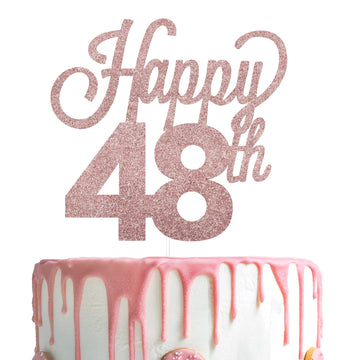 Lingteer Happy 48Th Birthday Cake Topper - Cheers To 48Th Birthday 48 Years Old Birthday Party Cake Decorations Sign.