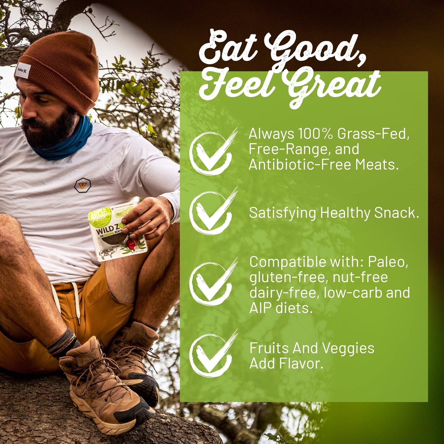 Wild Zora Meat & Veggie Bars, Bbq Beef, 10-Pack, 100% Grass Fed Beef, Healthy Jerky Paleo Snacks With Veggies, Gluten Free, Soy