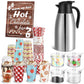 Bokon 104 Pcs Christmas Hot Chocolate Bar Set 68 Oz/ 2 L Stainless Drink Dispenser 16 Oz Cocoa Cups Hot Chocolate Bar Station Si