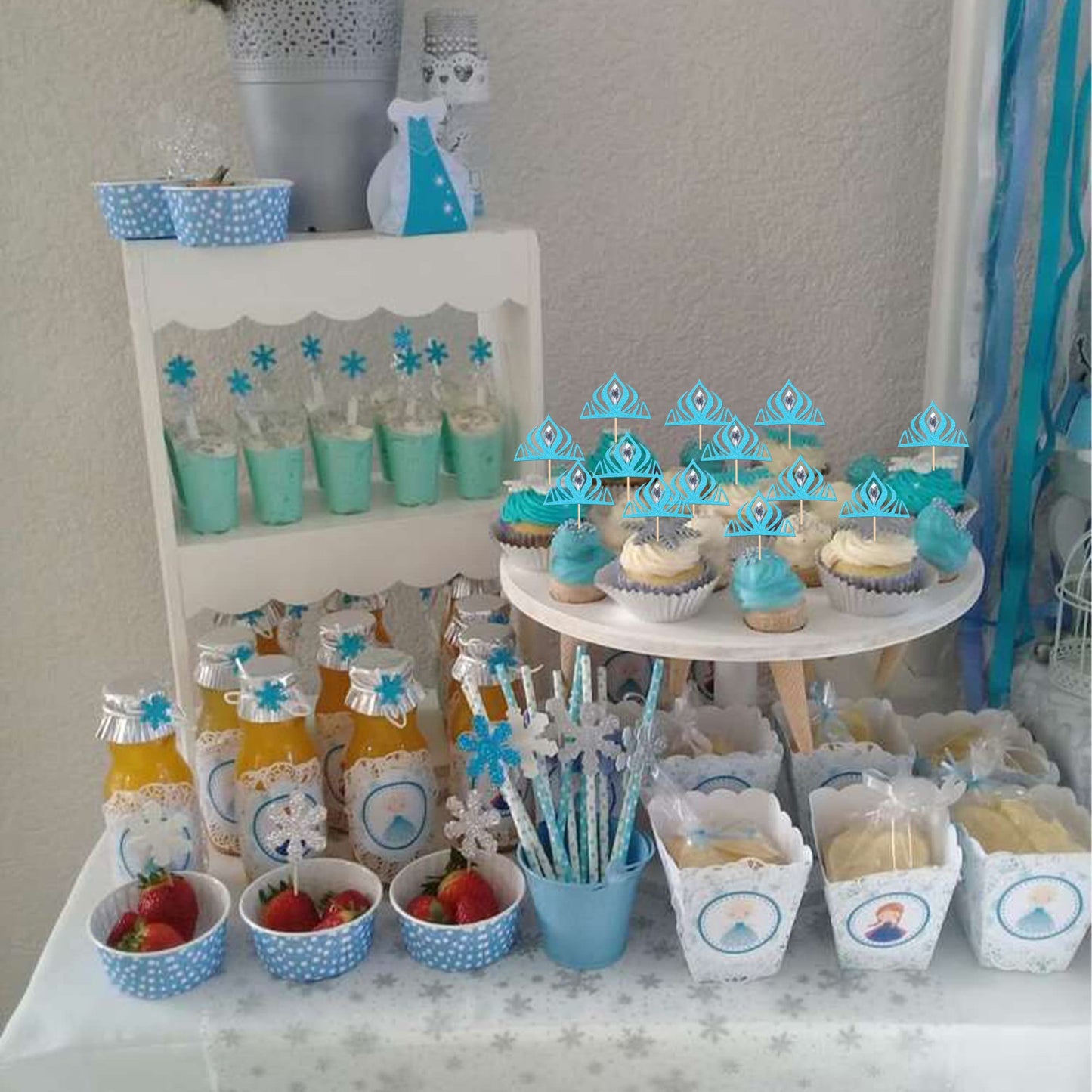 24 Pcs Frozen Crown Cupcake Toppers With Crystal Winter Princess Crown Cupcake Picks Bridal Shower Cake Decorations For Winter F