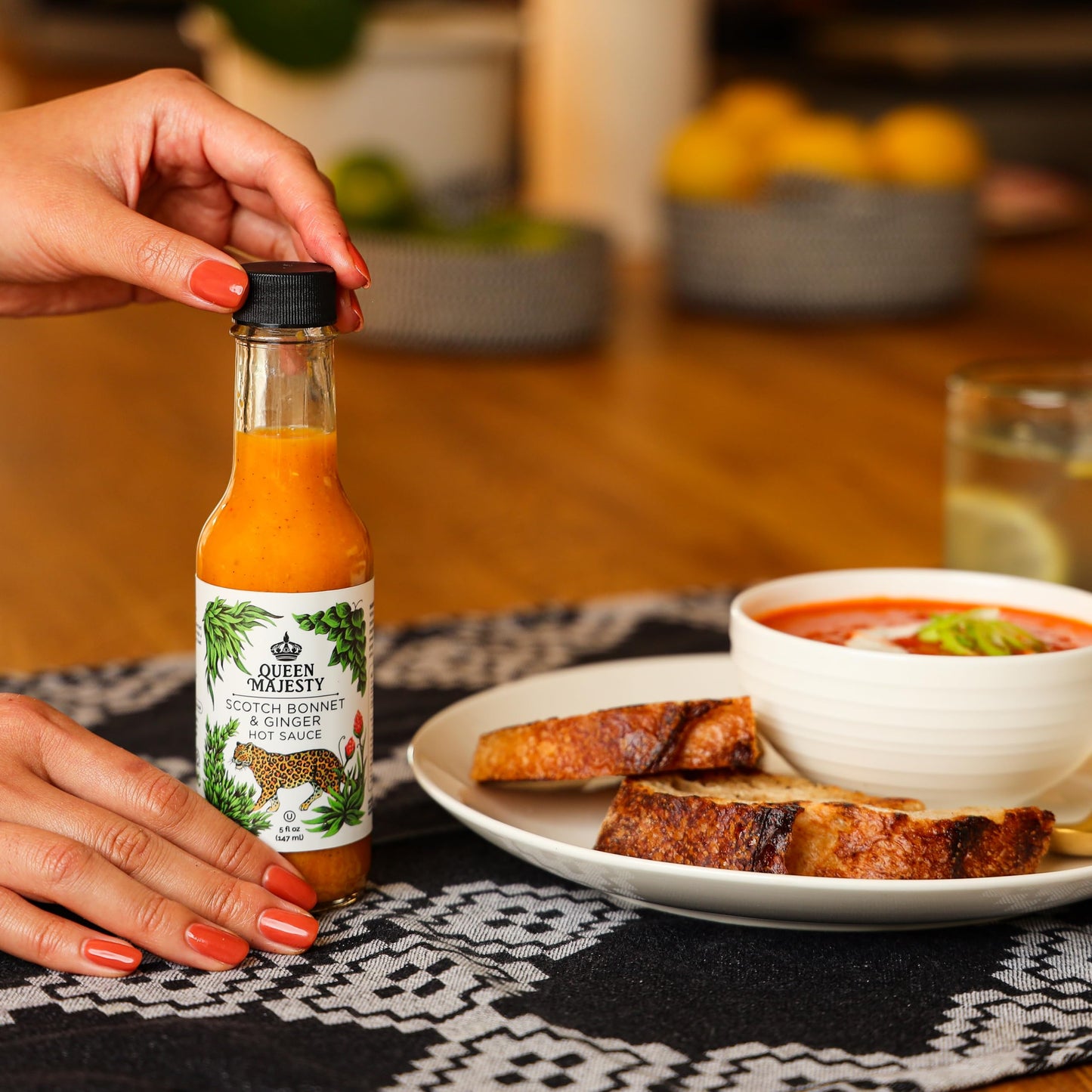 Queen Majesty Scotch Bonnet & Ginger Hot Sauce, 5 Oz - All Natural Scotch Bonnet, Habanero, & Ginger Condiment - Vegan, Kosher,