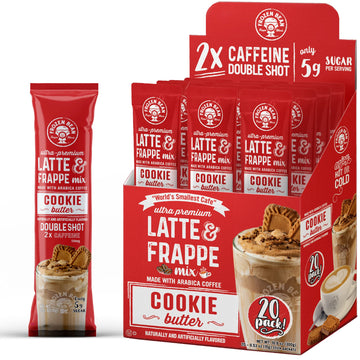The Frozen Bean - Cookie Butter Frappe & Latte Instant Mix with Arabica Coffee, Double Caffiene, Low Sugar - for Hot, Iced, or F