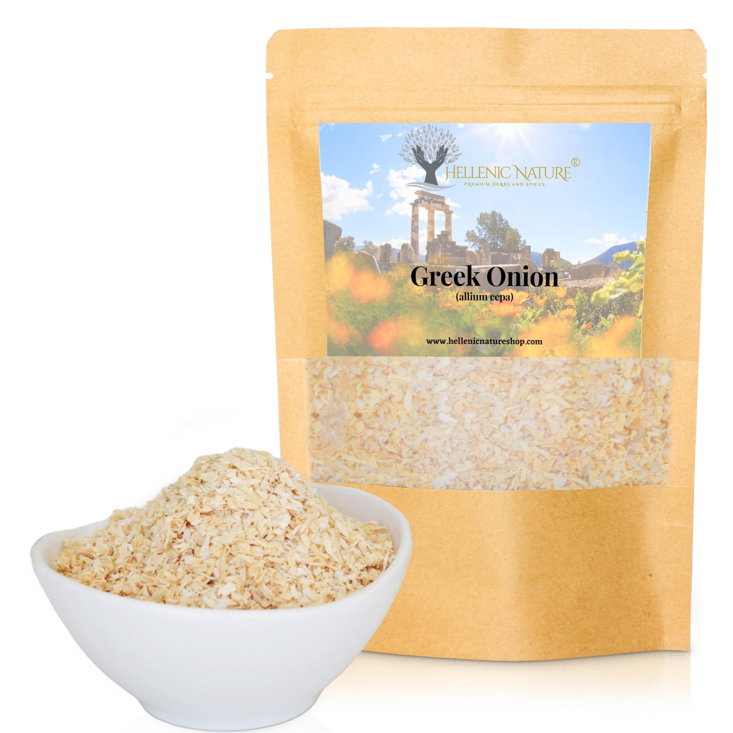 Greek Onion Dried Flakes Premium Quality- From Mount Olympus Handpicked And Air-Dried In Doypack With Ziplock For Awesome Freshn