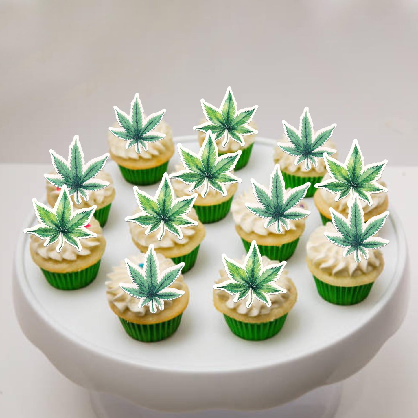 ZHUOWEISM Cupcake Toppers 60 PCS Edible Pot Leaf Design 8 Standard Size Birthday Party Decorations