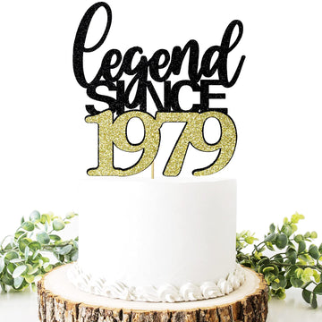 Migeaks Legend Since 1979 Cake Topper 45Th Birthday Happy Birthday Cake Topper Men And Women Cheer 45 Years Old Handmade Black G