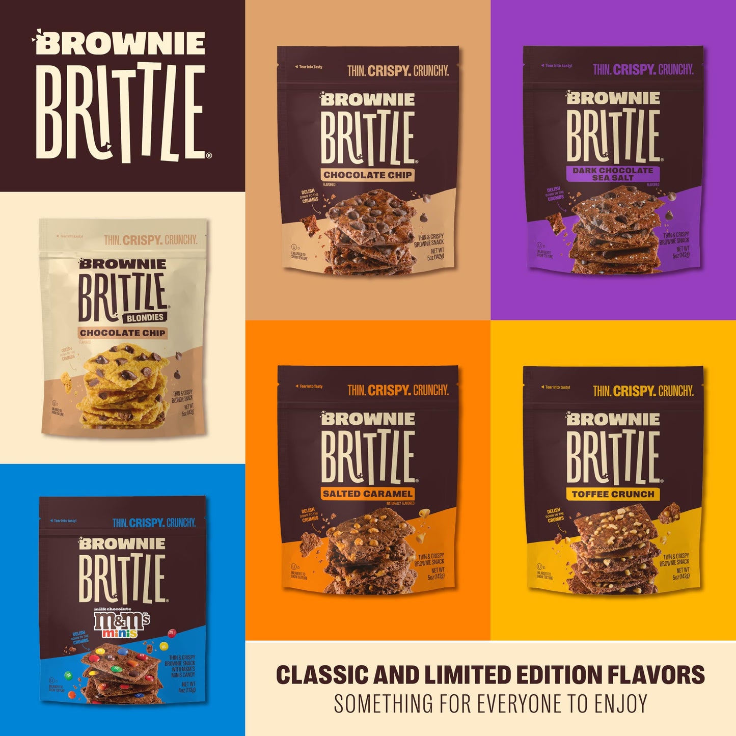 Brownie Brittle - Caramel Apple Blondie Thin and Crispy Sweet Snacks (Pack of 3, 5 oz), Rich Gourmet Brownie Bites Dessert
