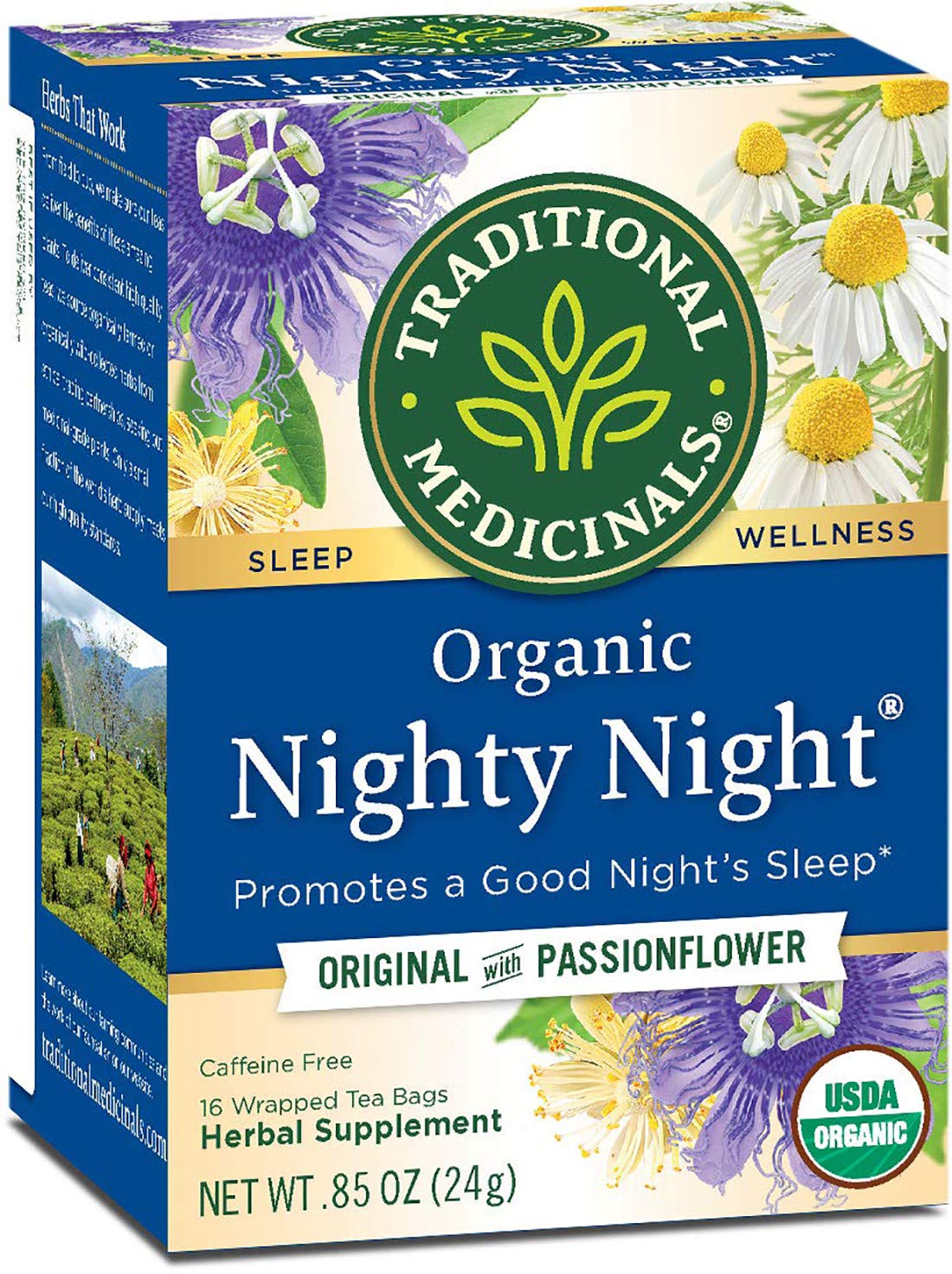 Traditional Medicinals Organic Nighty Night with Passionflower Herbal Tea, Promotes a Good Nights Sleep, (Pack of 1) - 16 Tea Ba
