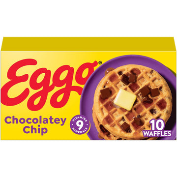 Eggo Frozen Waffles, Frozen Breakfast, Breakfast Food, Chocolatey Chip, 12.3oz Box (10 Waffles)