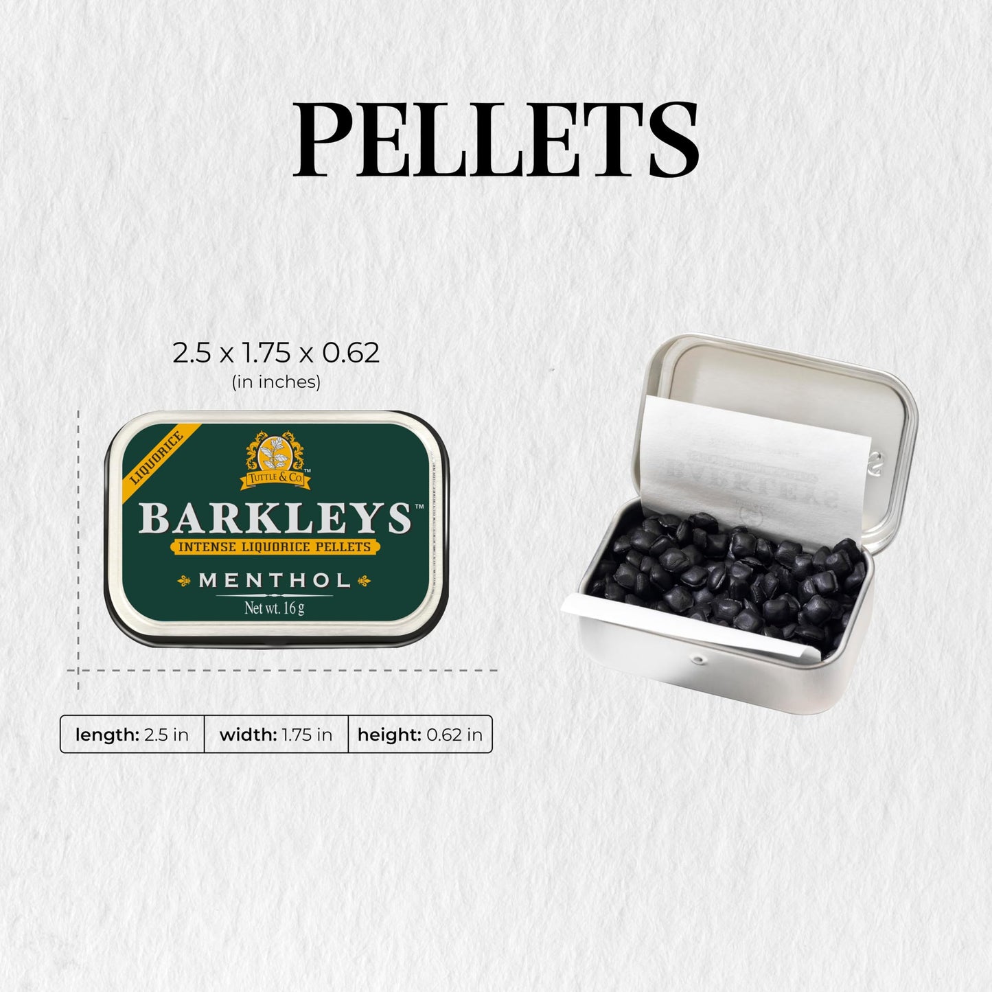Barkleys Black Licorice Candy With Menthol, Licorice Pellets Covered With Refreshing Menthol- Gluten Free Licorice, Vegan (1 Can