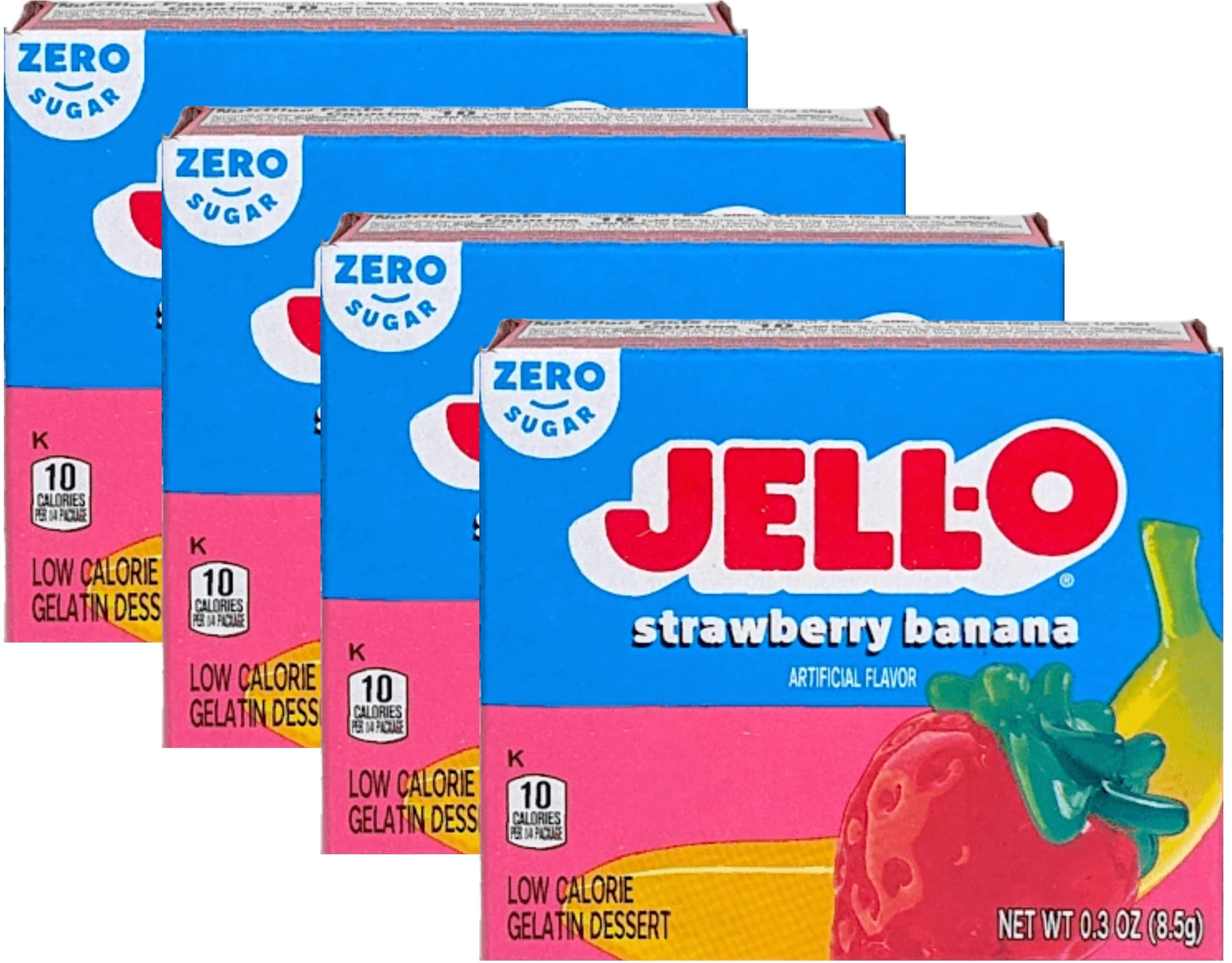 Jell-O Sugar-Free Gelatin Dessert, Strawberry Banana (Pack of 4)