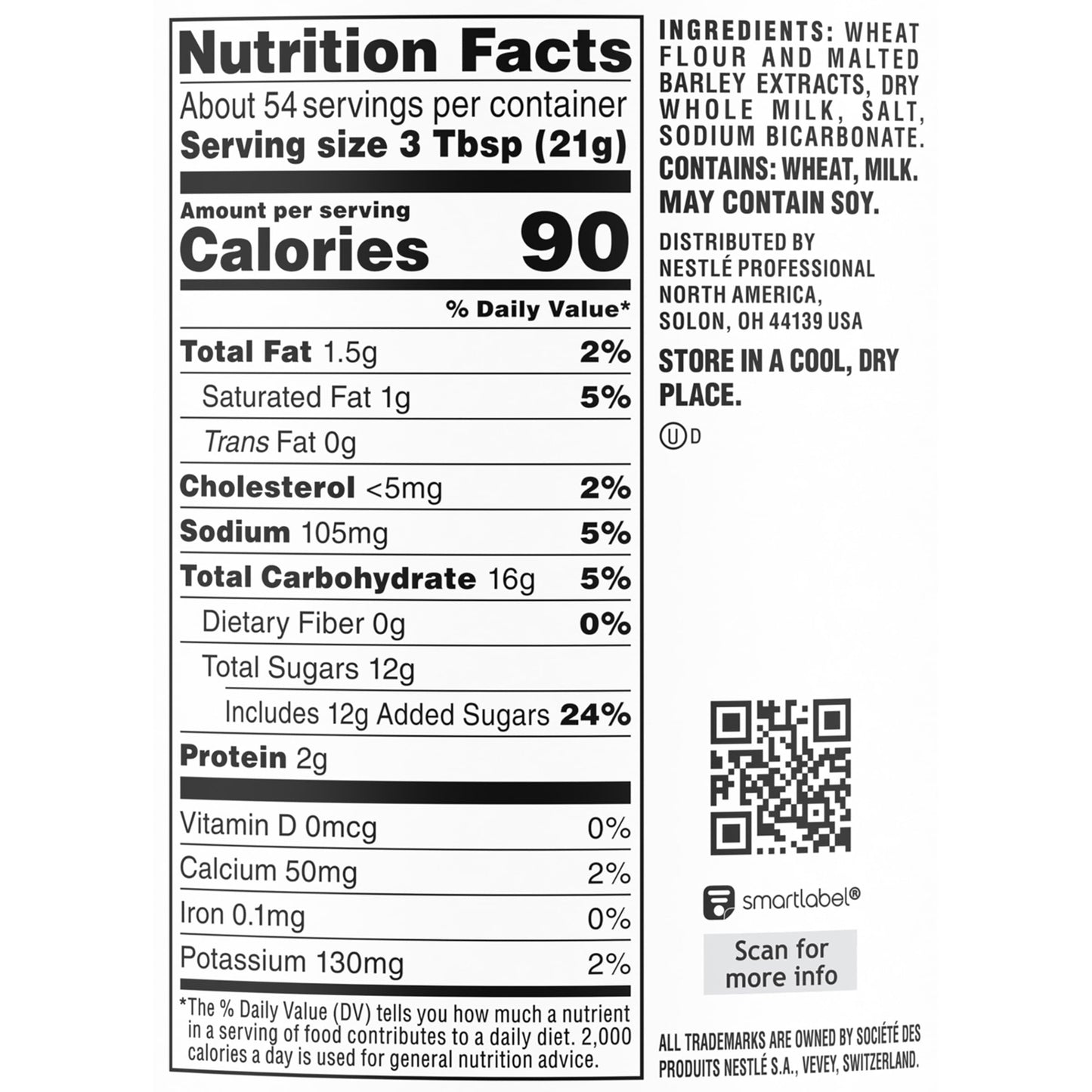 Coffee Mate Carnation Malted Milk, 40 oz Can - Dry Shelf Stable Malted Milk for Baking, Shakes, and Sundaes
