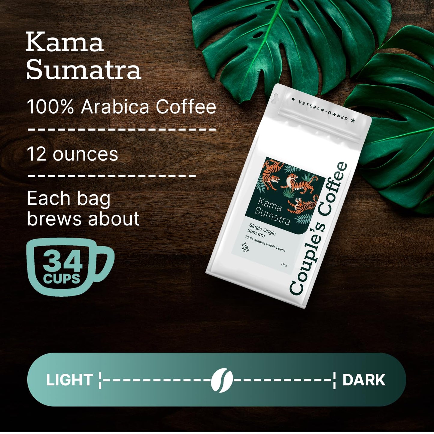 Couples Coffee Sumatra Mandheling | Dark Roast Single Origin Whole Bean | Notes Of Dark Chocolate, Earth, Smokey With Naturaly L