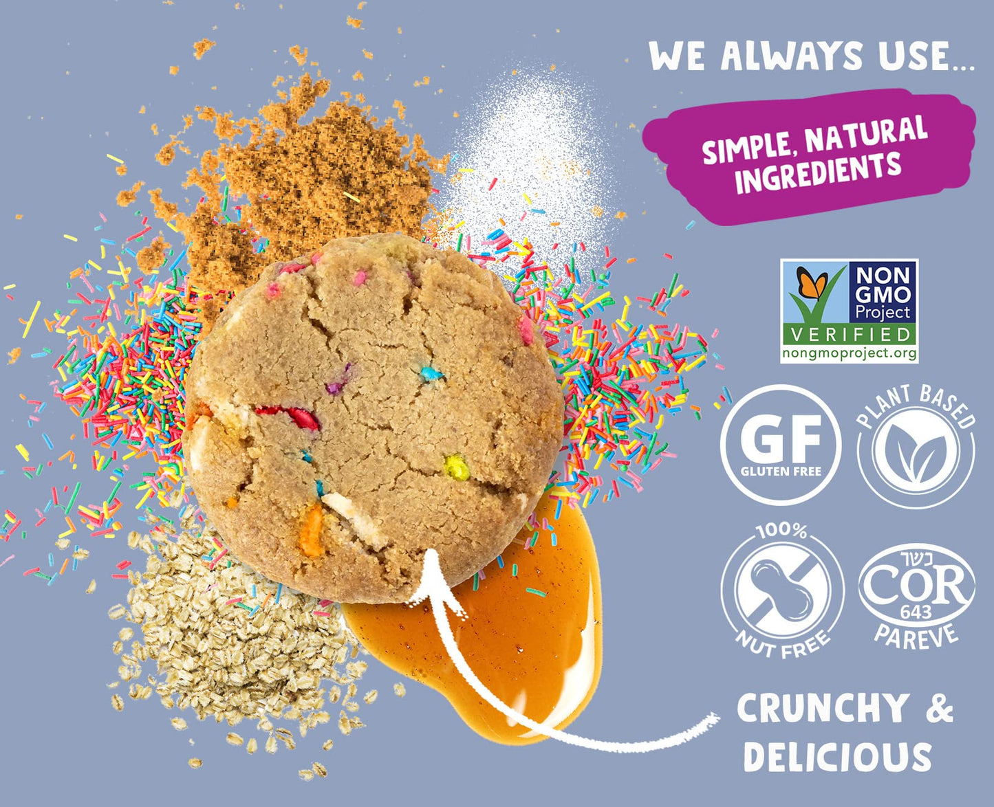 Allergy Smart Crunchy BIRTHDAY CAKE Cookies | Gluten Free, Nut Free, Egg Free, Dairy Free, Kosher, Celiac Safe | Delicious Vegan
