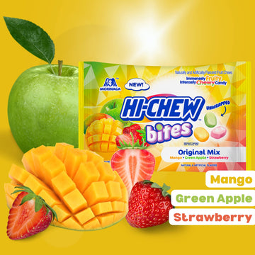 Sweetzo - Assorted Fruit Flavored Chewy Candy, Strawberry, Mango, And Green Apple Bite Sized Gummy Candies, Individual Serving B