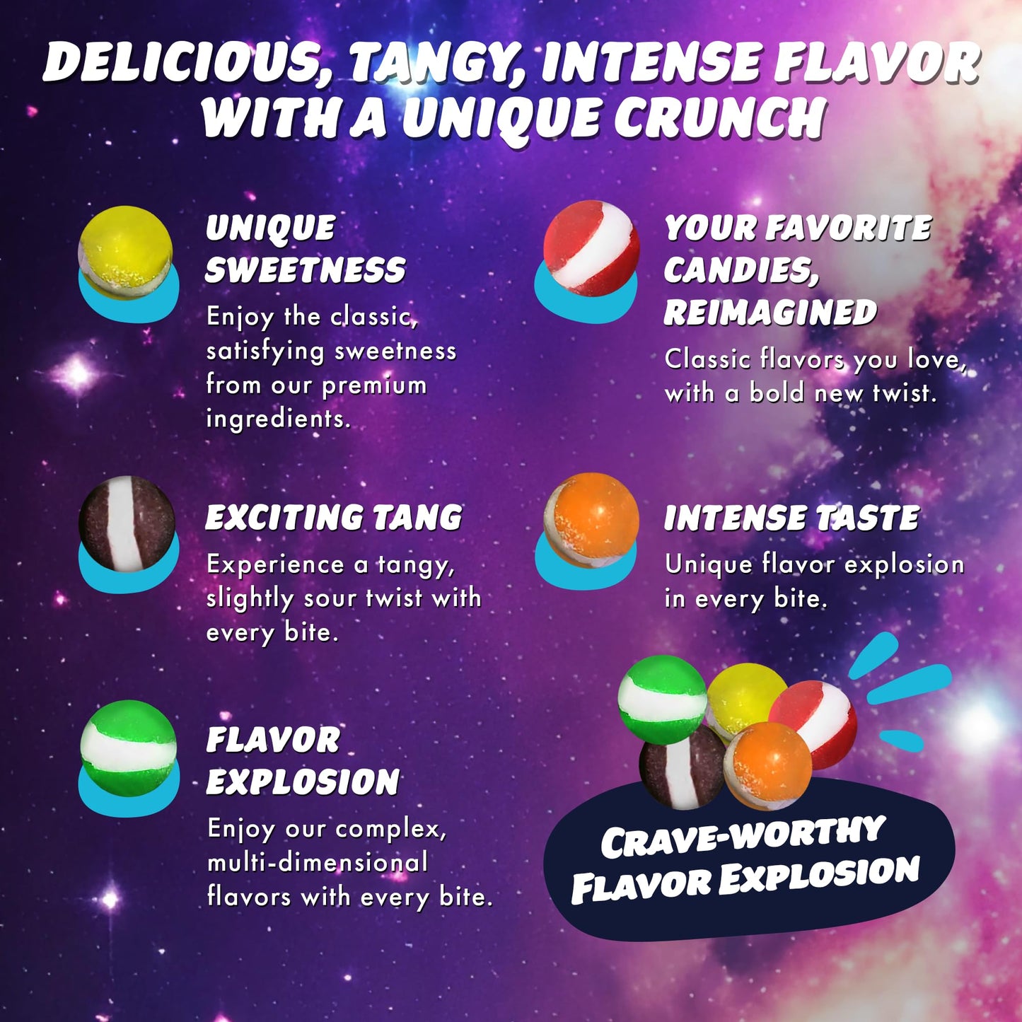 Cosmic Freeze Shooting Starz Dried Candy, Crunchy Dry Candy For Mix-In Snacks Dried, Gluten-Free, Made In Usa, 2.4 Oz, 3-Pack