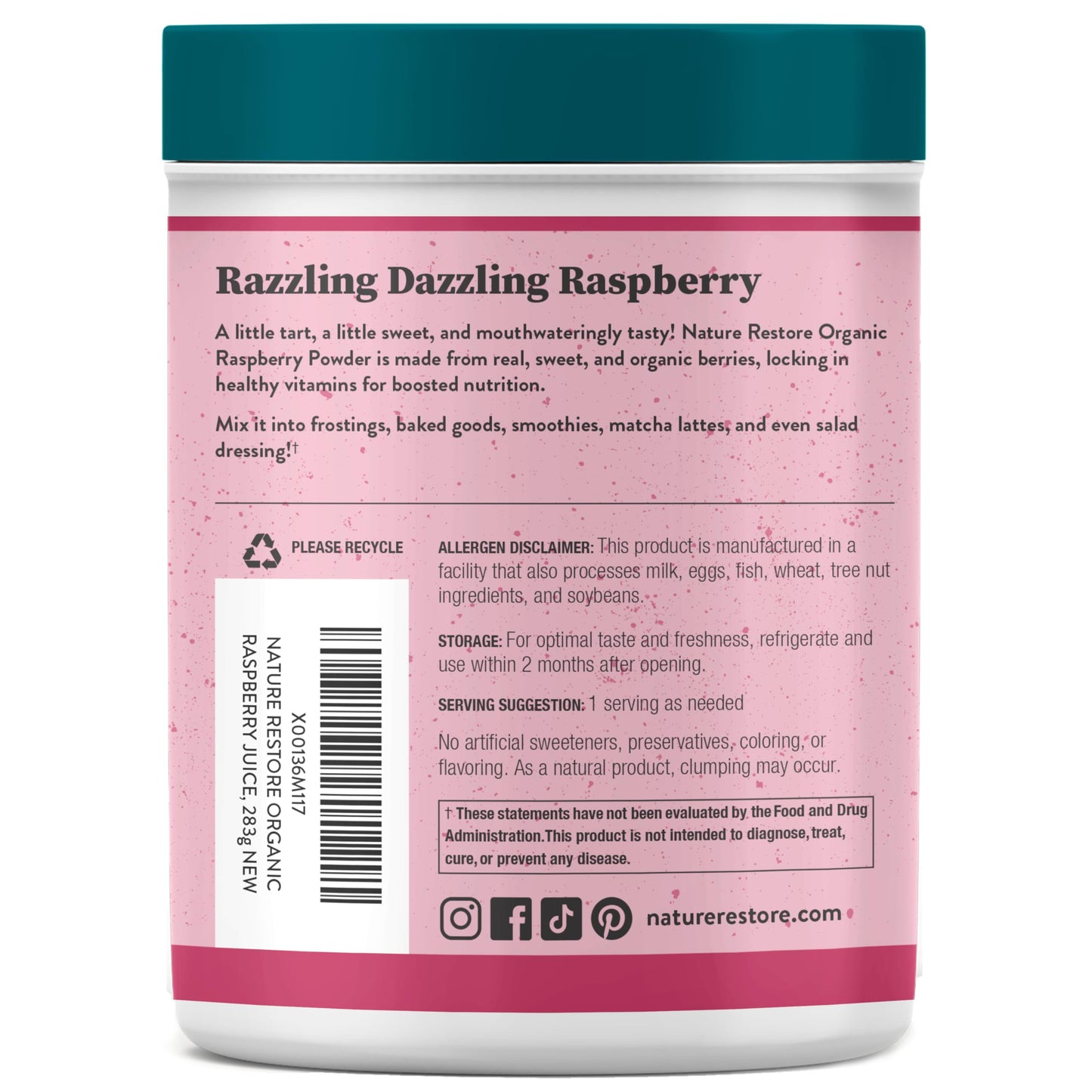 USDA Certified Organic Red Raspberry Juice Powder, 10 Ounces, Non GMO, Gluten Free, Vegan