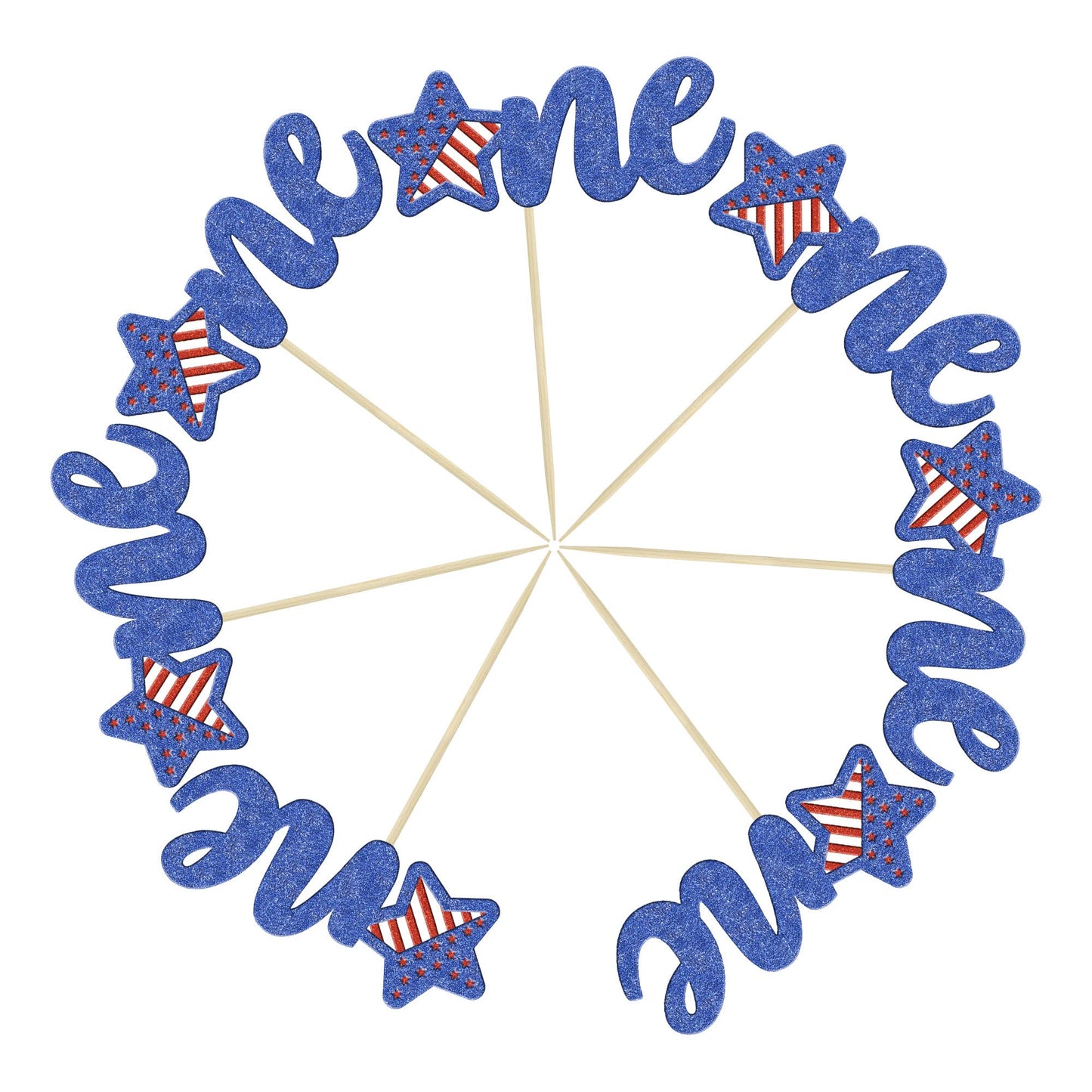 Gyufise 24Pcs Glitter Patriotic One Cupcake Toppers 4Th Of July Patriotic 1St Birthday Cake Decorations For 4Th Of July 1St Birt