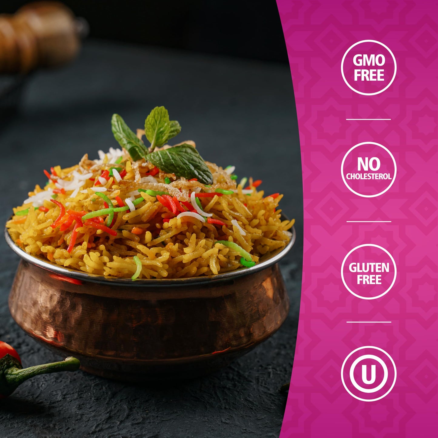 Khazana Authentic Smoked Basmati Rice - Aromatic, Non-GMO, Gluten Free - 2 lb Resealable Bag