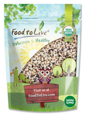 Food To Live Organic Black-Eyed Peas, 3 Pounds – Raw Dried Cow Peas, Non-Gmo, Kosher, Bulk Beans, Product Of The Usa
