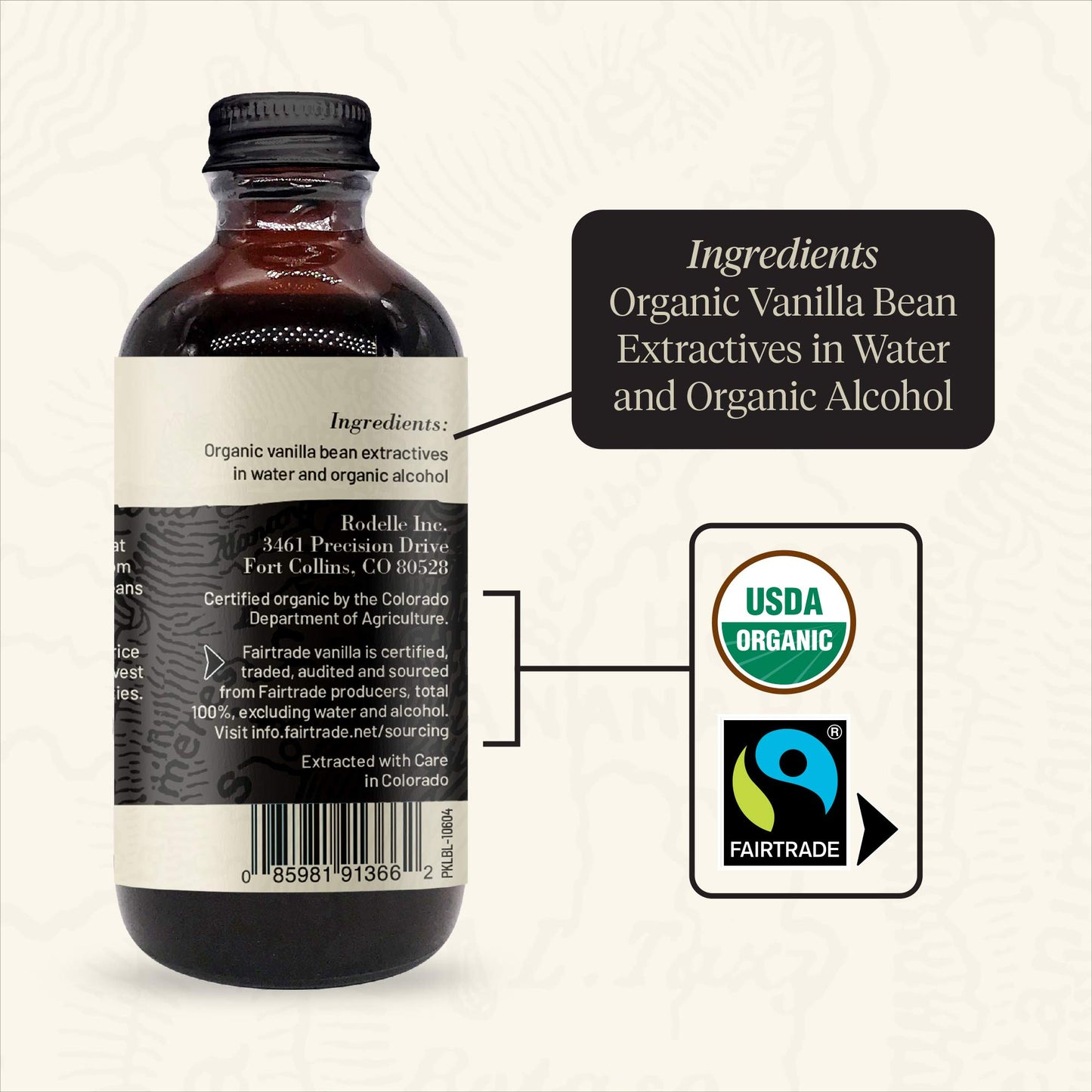 Rodelle Organic Pure Vanilla Extract, 4 Fl Oz - Fair Trade Quality