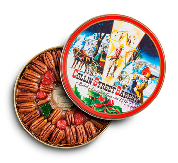 Collin Street Bakery DeLuxe Fruitcake - Pecans, Pineapple, Papaya, Cherries, Raisins, & Honey - Giftable Tin - Baked in Texas Si