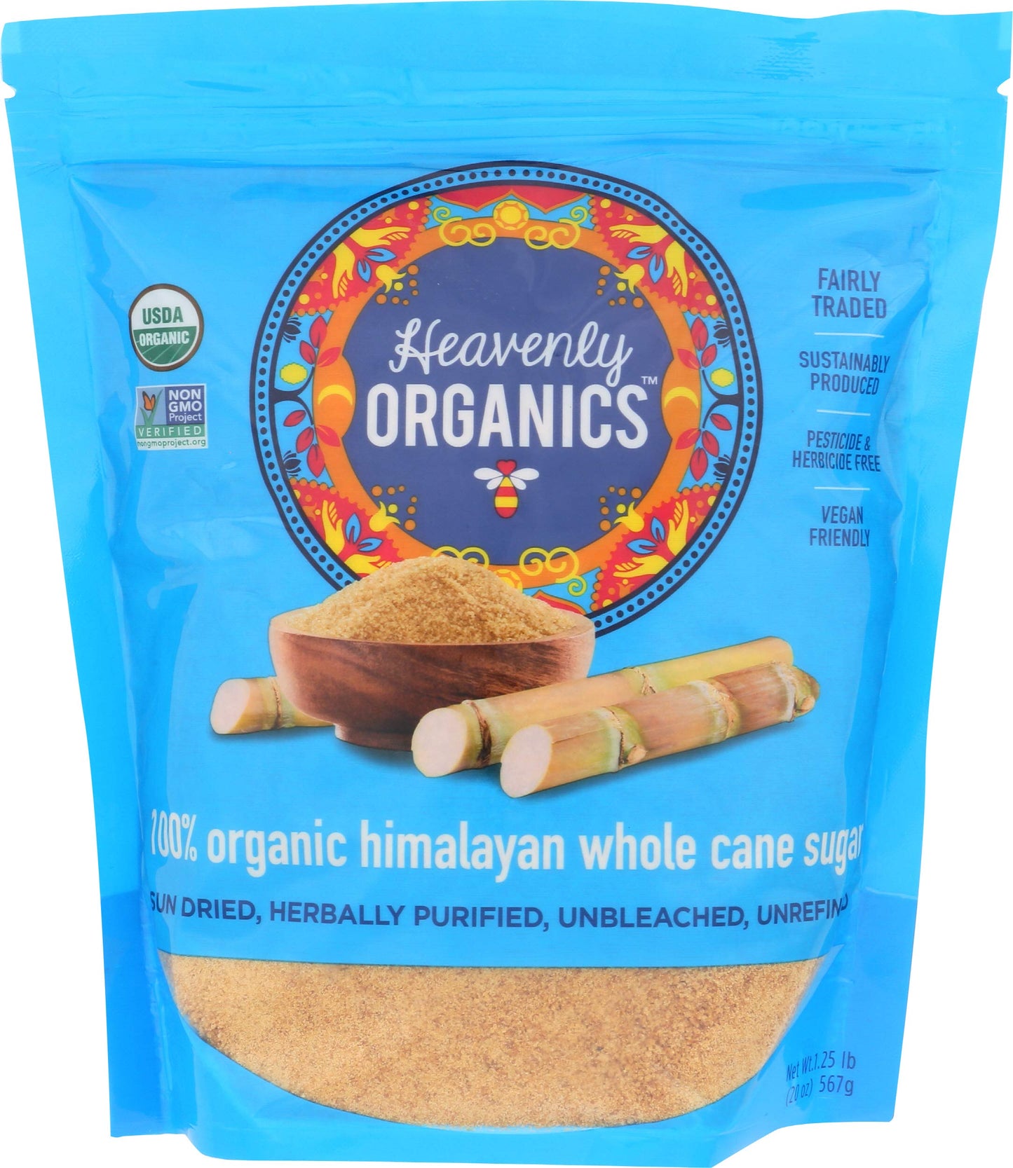 Heavenly Organics Organic Whole Cane Sugar, 20 Ounce, Natural Sweetener