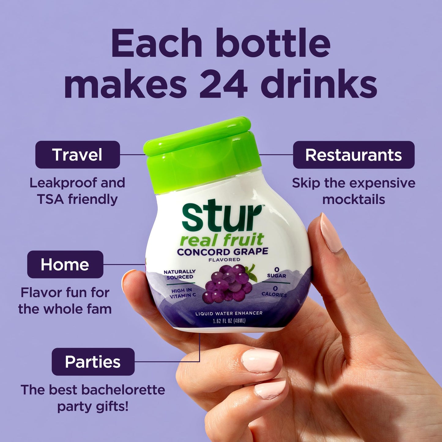 Stur Liquid Water Enhancer | Summer Variety Pack | Naturally Sweetened | Sugar Free | Zero Calories | Keto | Vegan | 5 Bottles,