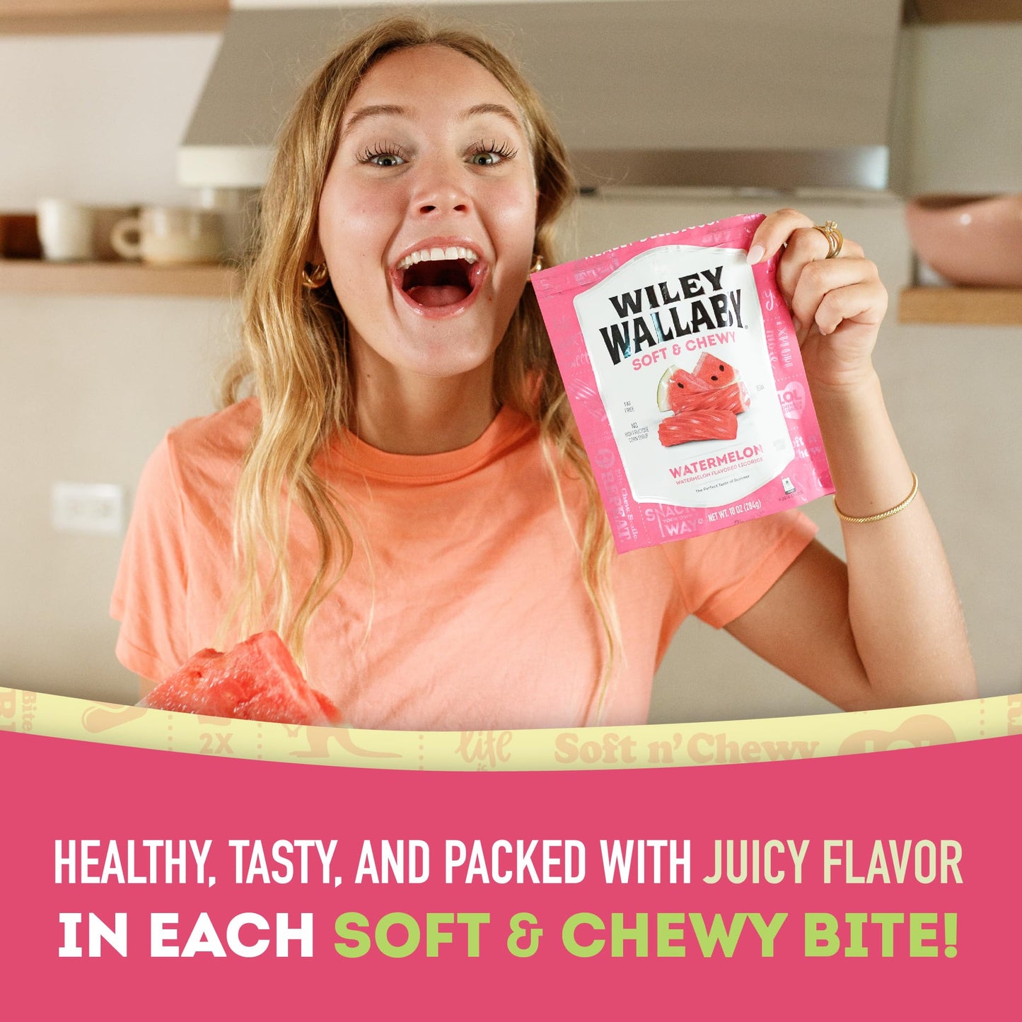 Wiley Wallaby Licorice 24 Ounce Classic Gourmet Soft & Chewy Australian Watermelon Licorice Candy Twists, 1 Pack