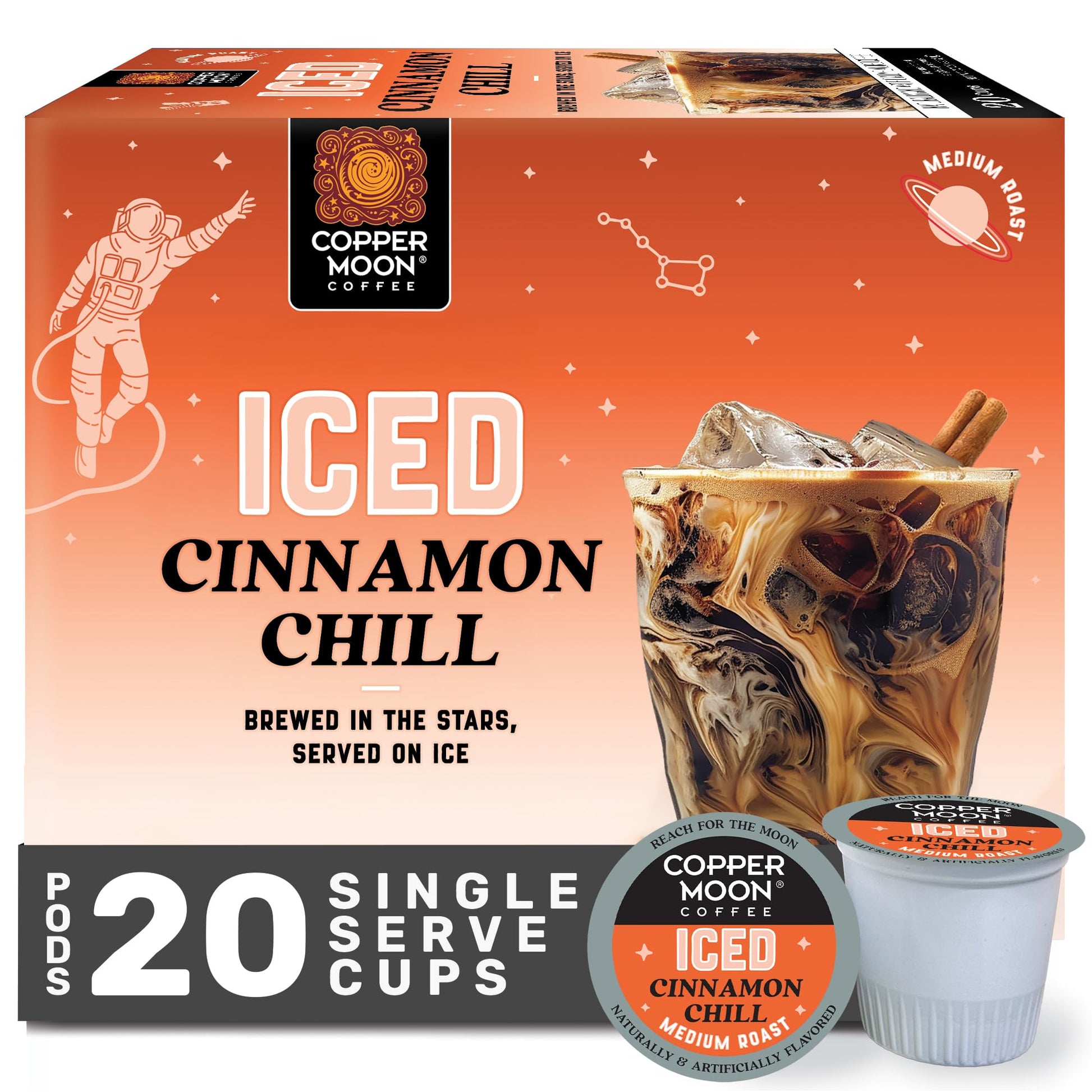 Copper Moon Single Serve Coffee Pods for Keurig K-Cup malt-inspired  Brew Over Ice Cinnamon Chill  20 Count