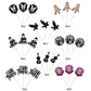 YCTHUNFISH Cupcake Toppers, 24 Pack Glitter Wednesday Addams, Paper, W 6.2 x H 7.8, Black Bat Girl Birthday Party Decorations