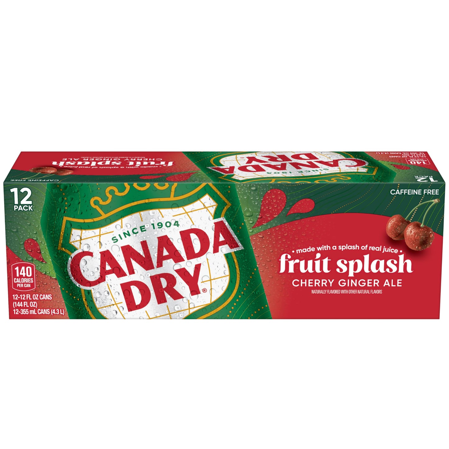Canada Dry Cherry Ginger Ale Fruit Splash, 12 Fl Oz (Pack of 12)