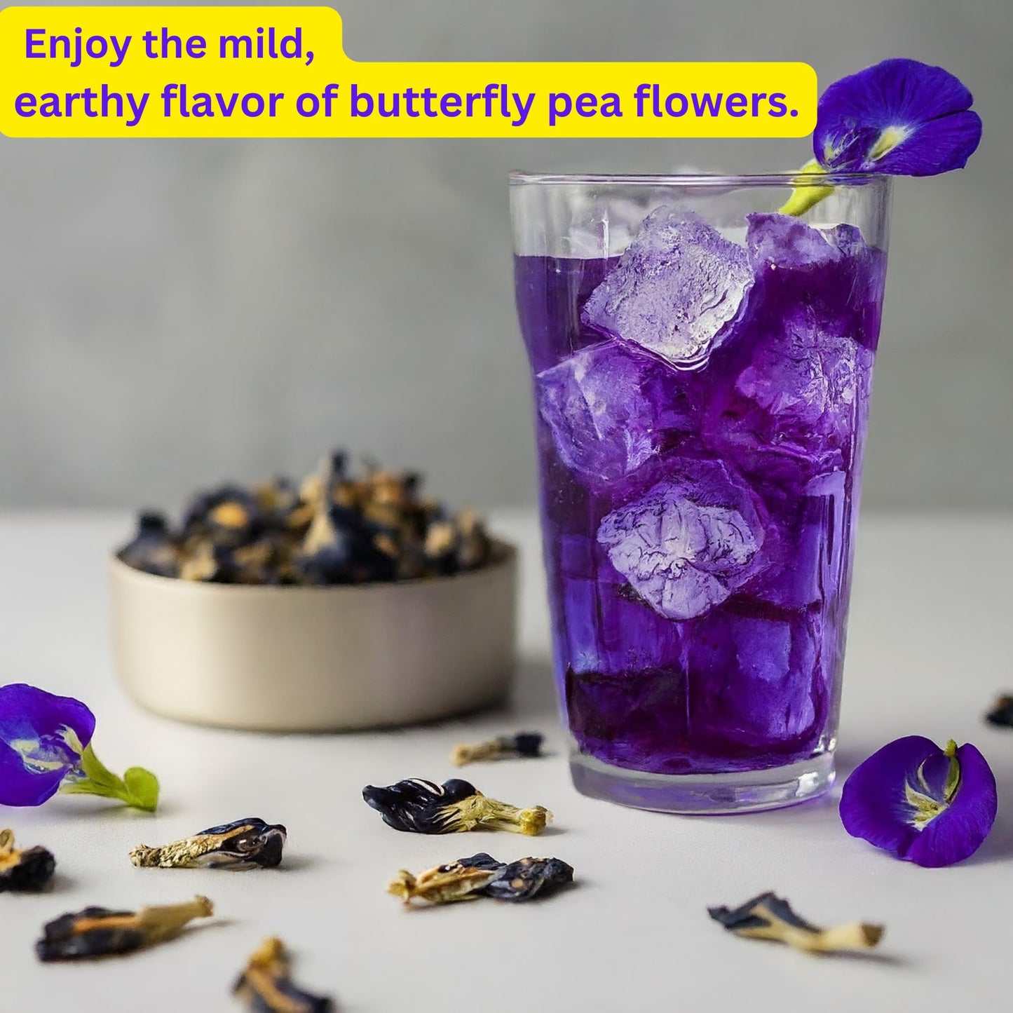 Pure Dried Butterfly Pea Flower Tea Herbal for Hot, Iced, Smoothie, Coolers, Cocktails Mixer, Cookies, Snacks and Coffee Mix - D