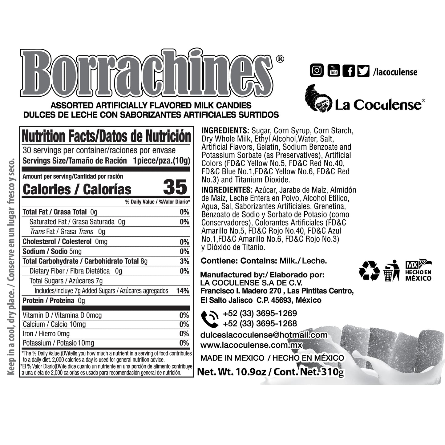 Borrachines La Coculense 30Pcs Box 10.9Oz