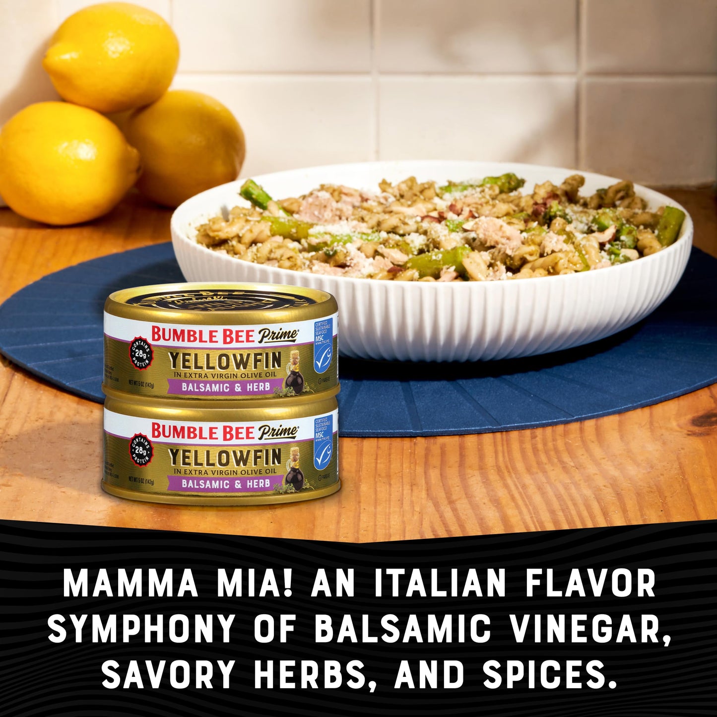 Bumble Bee Prime Balsamic & Herb Yellowfin Tuna In Extra Virgin Olive Oil, 5 Oz Can - Wild Caught Ahi Tuna - 28G Protein Per Ser