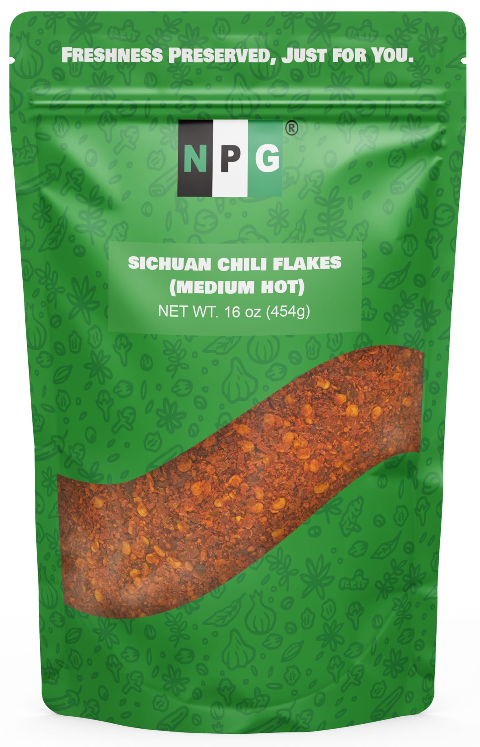 NPG Authentic Sichuan Chili Flakes 16 Ounces, Medium Hot, Szechuan Crushed Red Pepper Flakes Bulk, Essential Spice Seasoning for