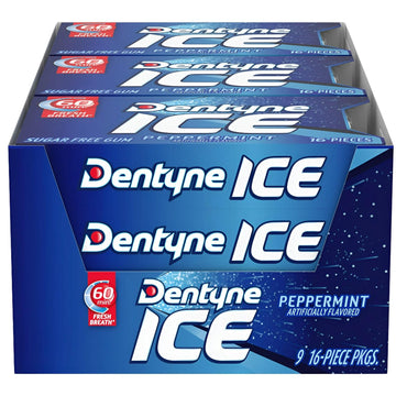 Dentyne Ice Sugar Free Gum - Peppermint 16-Piece Pack (9 Packs)