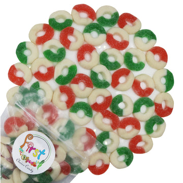 Firstchoicecandy Gummi Rings (Christmas Mix, Red Green White, 1 Pound)